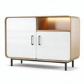 Modern wood cabinet with white doors and open shelf 80 x 40 x 70cm