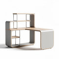 Modern wooden home office desk with open shelving unit 150 x 70 x 75cm