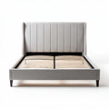 Upholstered bed frame with headboard in grey fabric 200 x 160 x 100cm