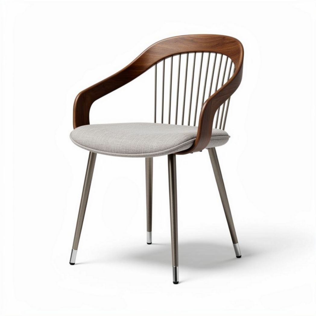 Wooden armchair with plush cushion fabric and metal legs 50 x 50 x 80cm
