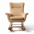 Rocking chair in beige fabric with wooden base and metal frame 80 x 70 x 100cm