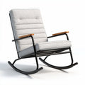 Rocking chair with gray fabric cushion and natural wood armrests 80 x 60 x 100cm