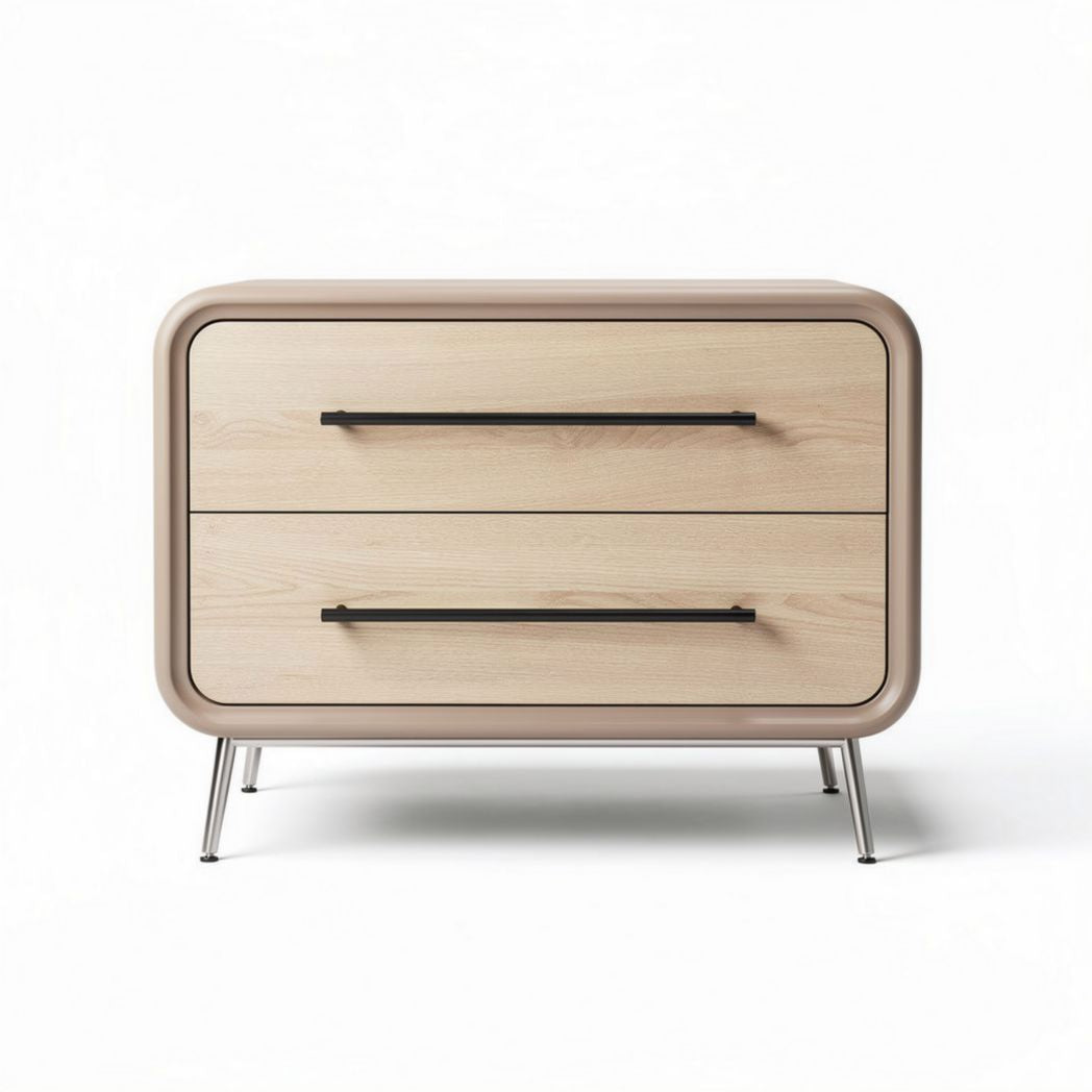 Wooden nightstand with two drawers in natural finish 80 x 40 x 60cm
