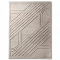 Textured area rug in beige with geometric lines 160 x 230 x 1cm
