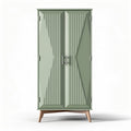 Green metal storage cabinet with wooden legs 80 x 40 x 190cm