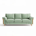 Fabric sofa with wood accents in green color 200 x 90 x 85cm