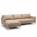 L-shaped sectional sofa in light beige fabric with metal legs 250 x 100 x 85cm